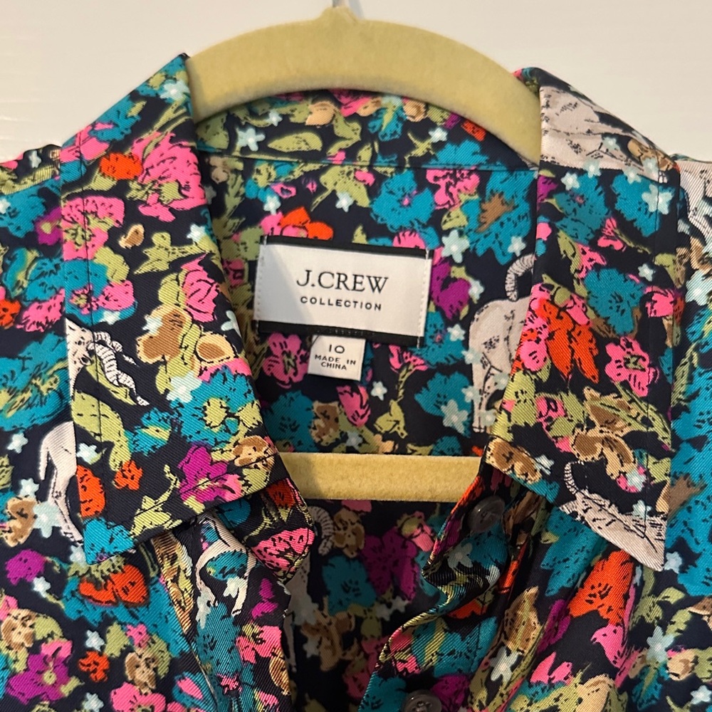 J. Crew Multicolor Floral and Animal Print Shirt - Picture 2 of 4